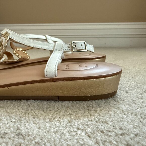 Jack Rogers Walsh Leather T-Strap Slingback Sandals, White & Gold, Size 10 - Picture 5 of 8